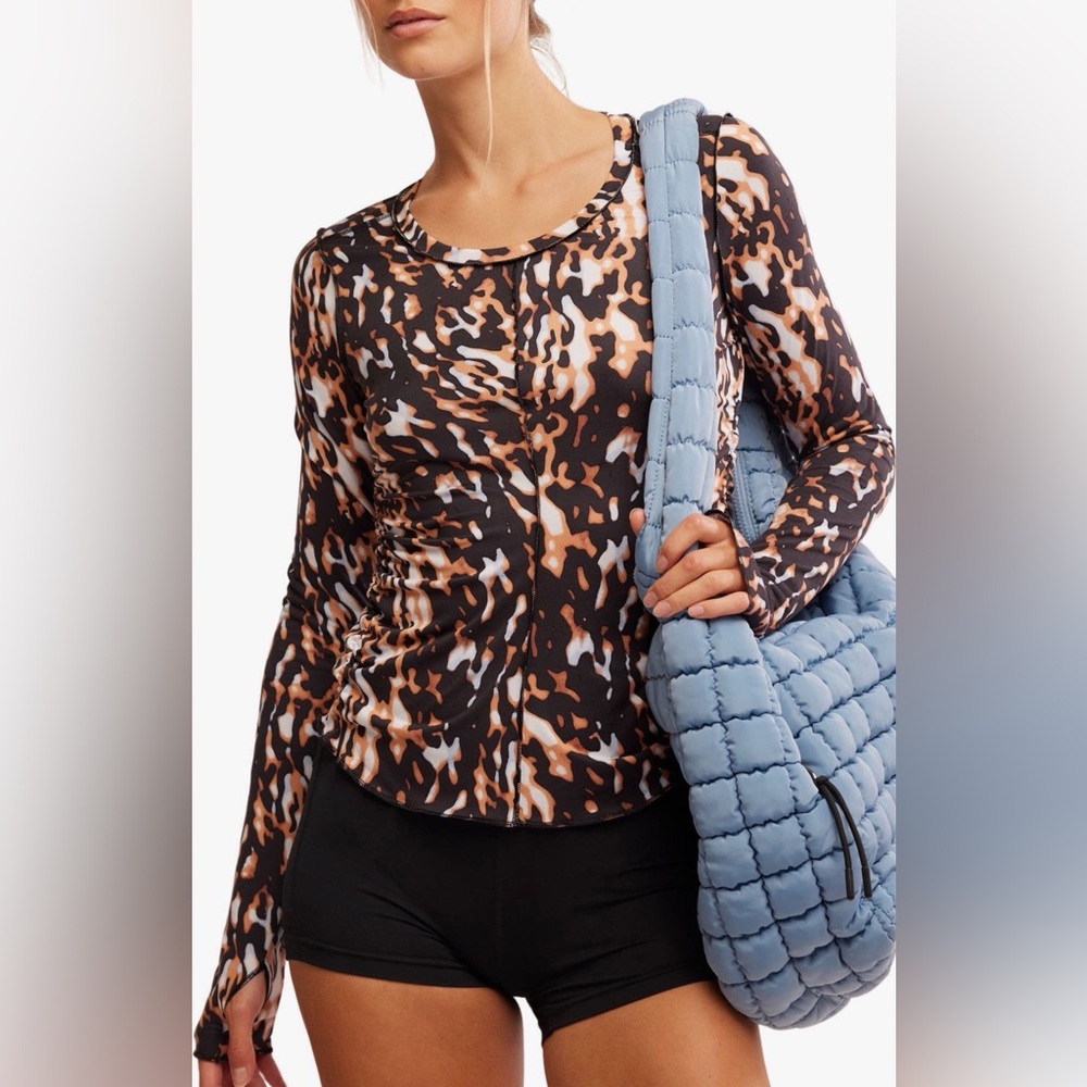 Free People Movement Printed Leopard Right On Run Layer Top Size XL NWOT